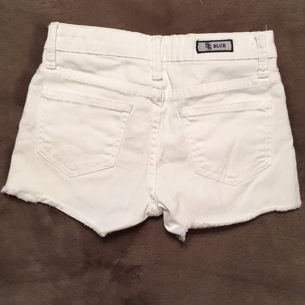 STS Blue Mini White Denim Shorts With Lace Size 00 - Picture 2 of 7